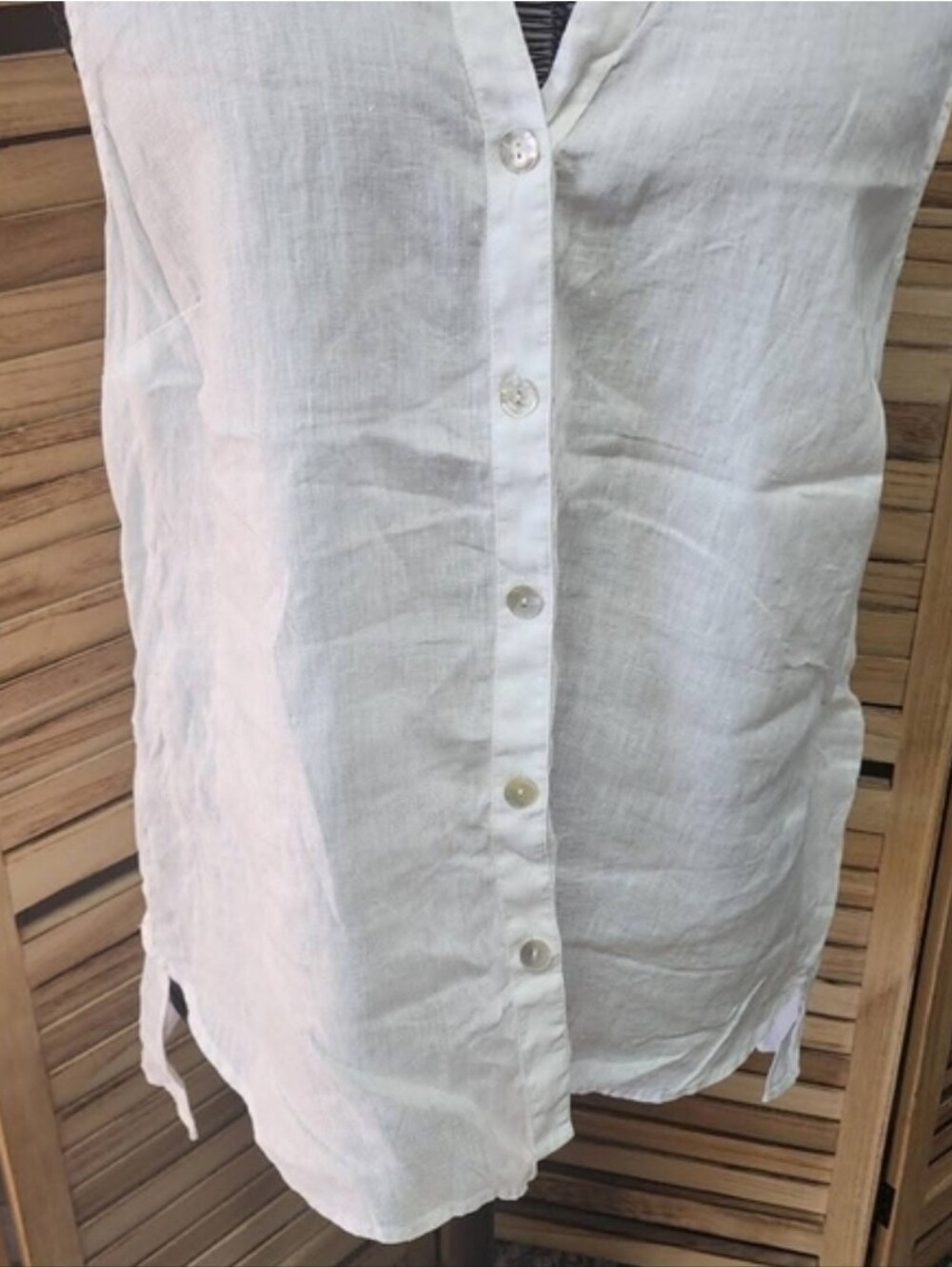 J Jill Love Linen White Sleeveless Button Front Linen Top XL Casual Summer - Picture 3 of 3